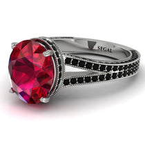 Milgrain Oval Black Diamond Engagement Ring - Nicole No. 42 image 1
