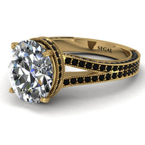 Milgrain Oval Black Diamond Engagement Ring - Nicole No. 31 image 1