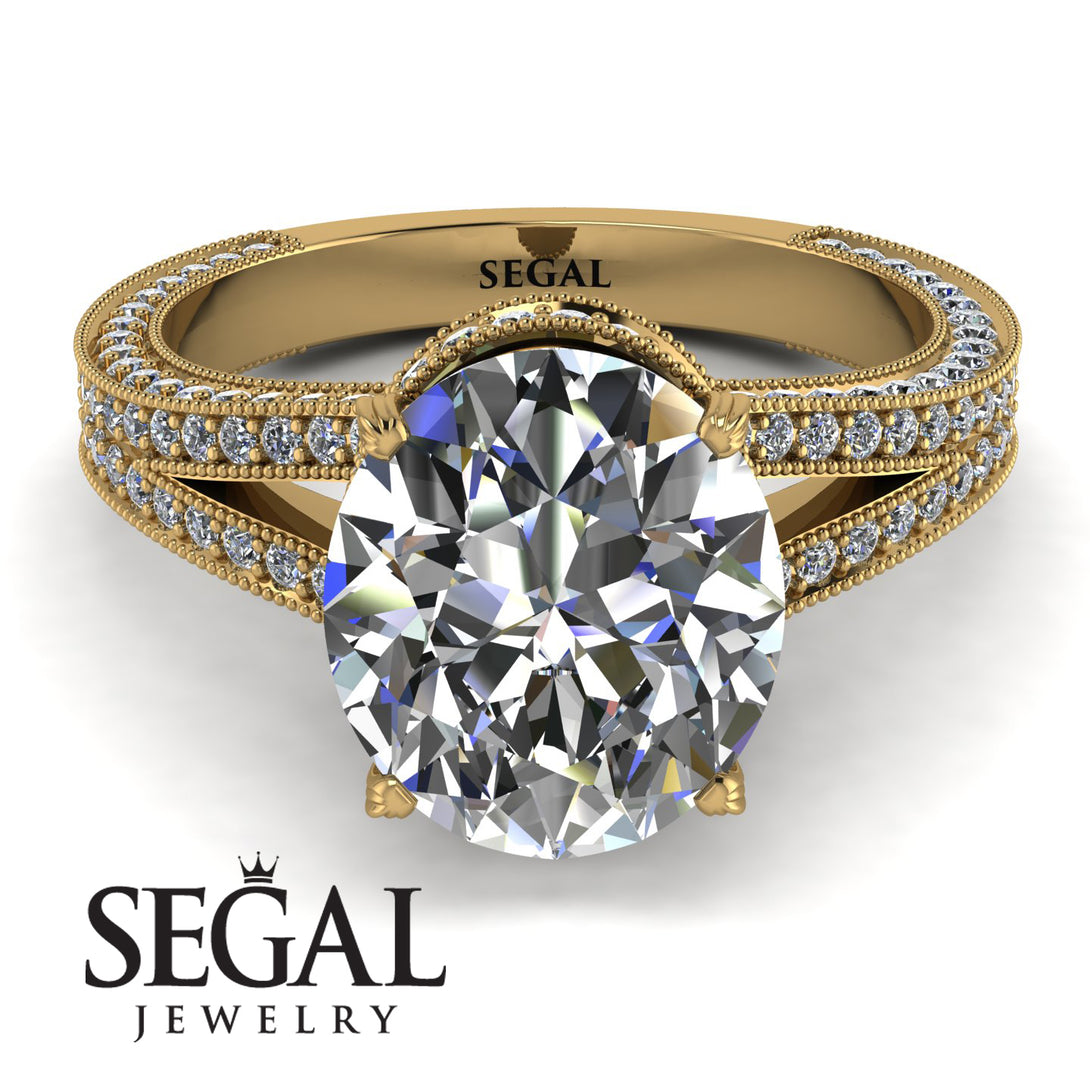 Milgrain Oval Diamond Engagement Ring - Nicole No. 1