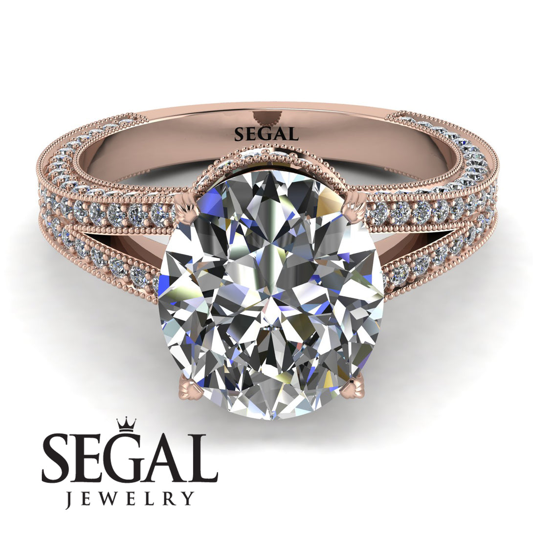 Milgrain Oval Diamond Engagement Ring - Nicole No. 2