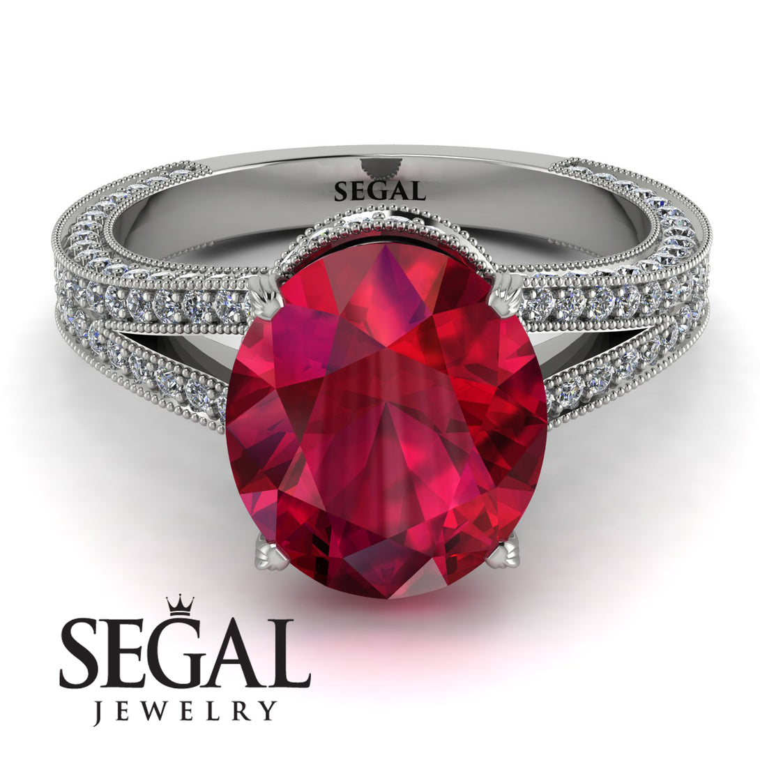 Milgrain Oval Diamond Engagement Ring - Nicole No. 12
