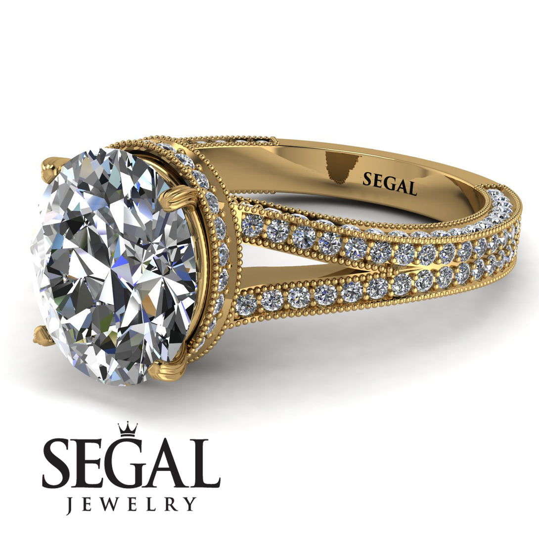Milgrain Oval Diamond Engagement Ring - Nicole No. 1