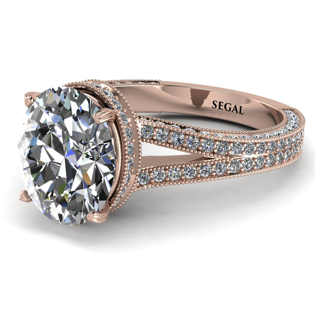Milgrain Oval Diamond Engagement Ring - Nicole No. 2