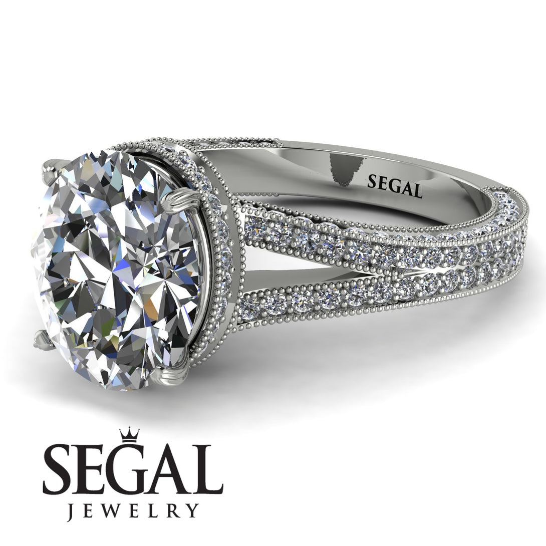 Milgrain Oval Diamond Engagement Ring - Nicole No. 3