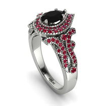 Milgrain Pear Cut Black Diamond Ring - Lisa No. 54 image 1