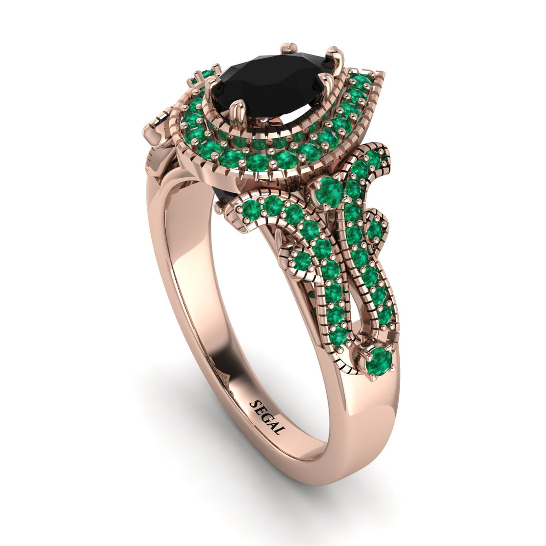 Milgrain Pear Cut Black Diamond Ring - Lisa No. 23