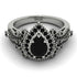 Milgrain Pear Cut Black Diamond Ring - Lisa No. 39