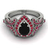 Milgrain Pear Cut Black Diamond Ring - Lisa No. 54