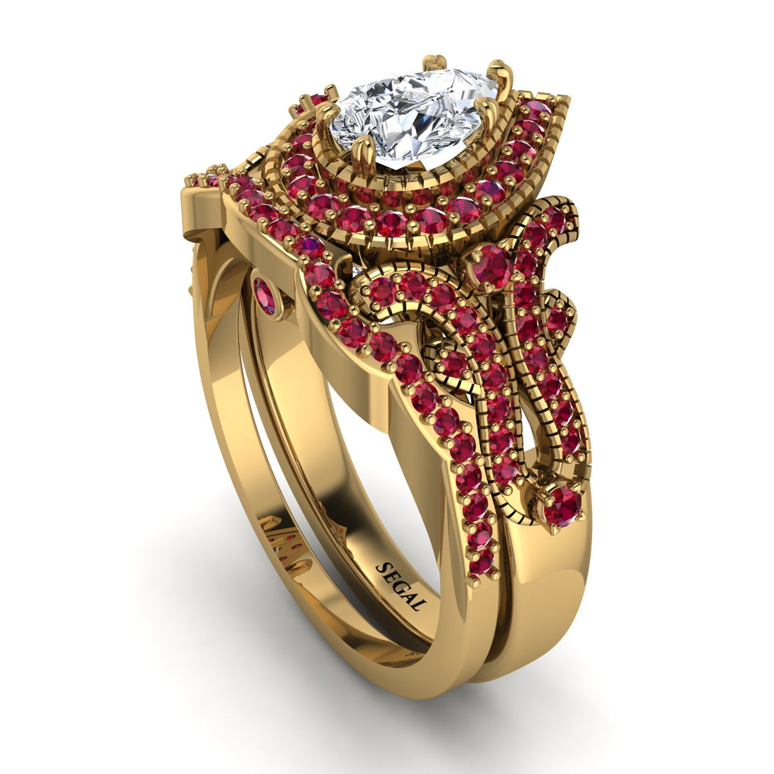 Milgrain Pear Cut Diamond Bridal Set - Lisa No. 46