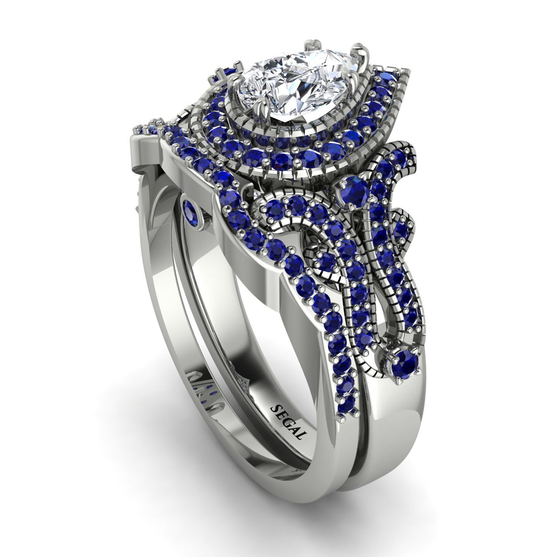 Milgrain Pear Cut Diamond Bridal Set - Lisa No. 63