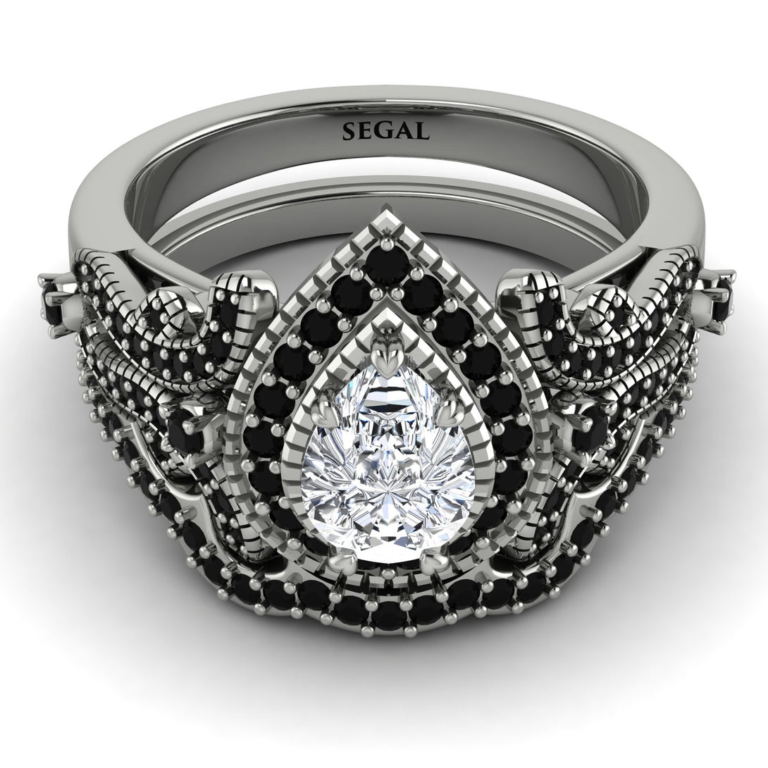 Milgrain Pear Cut Diamond Bridal Set - Lisa No. 33
