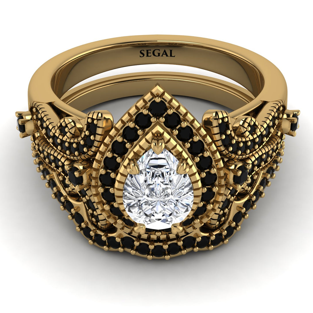 Milgrain Pear Cut Diamond Bridal Set - Lisa No. 31