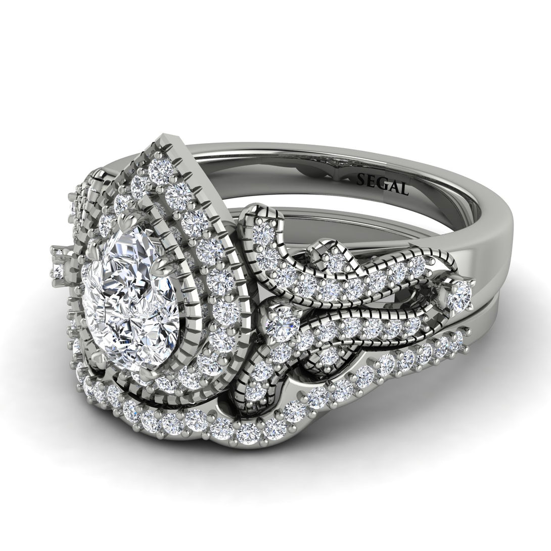 Milgrain Pear Cut Diamond Bridal Set - Lisa No. 3