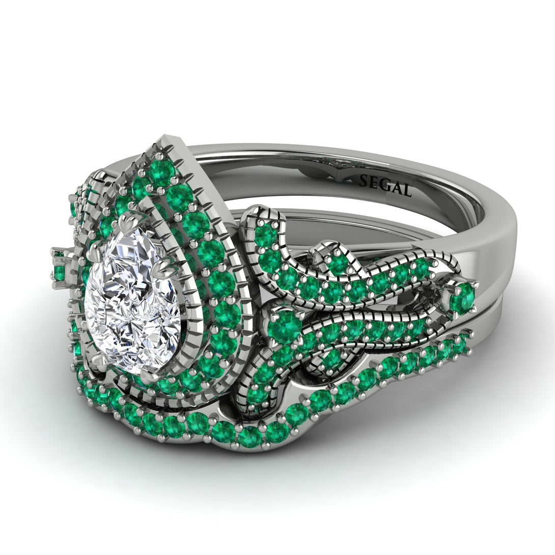 Milgrain Pear Cut Diamond Bridal Set - Lisa No. 18