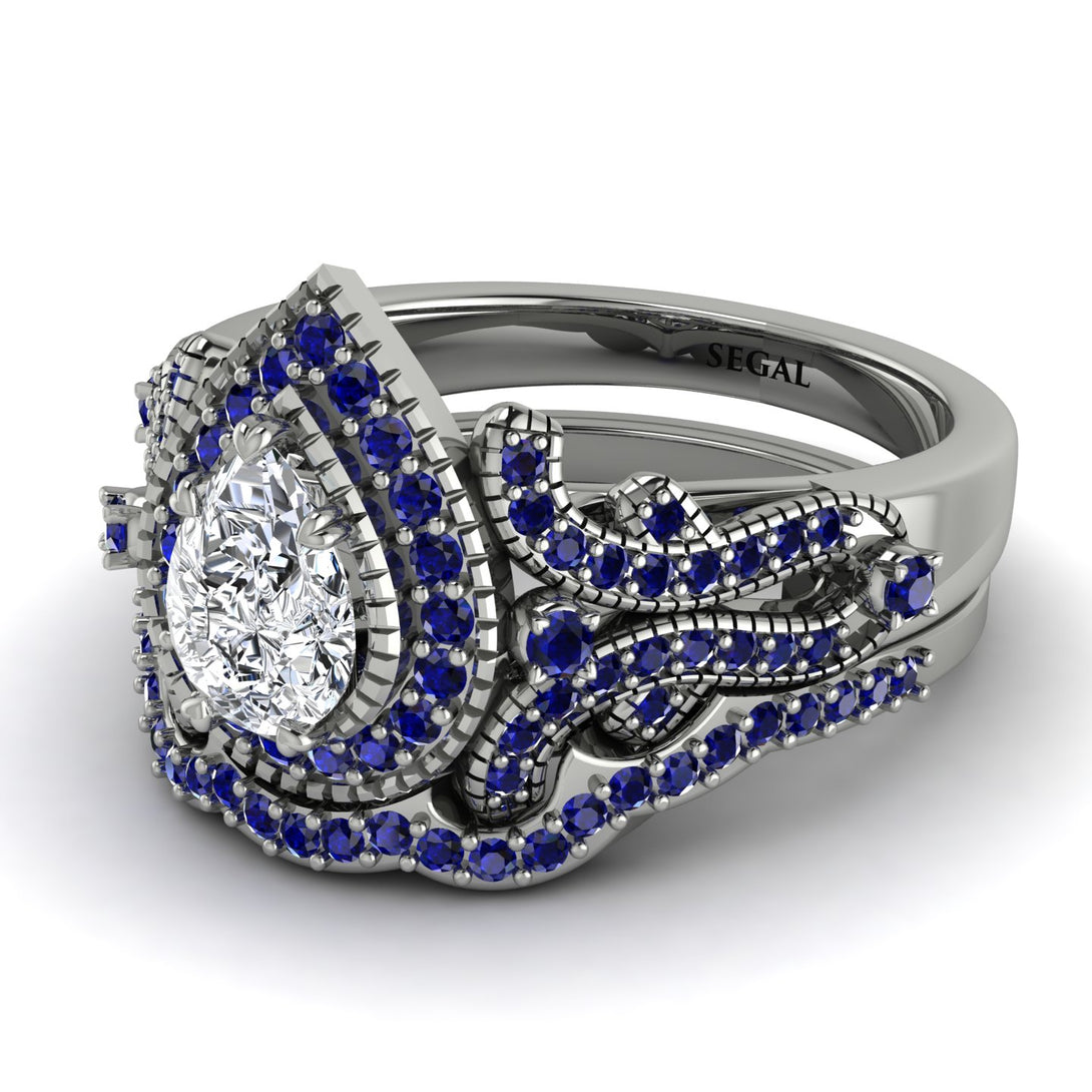 Milgrain Pear Cut Diamond Bridal Set - Lisa No. 63