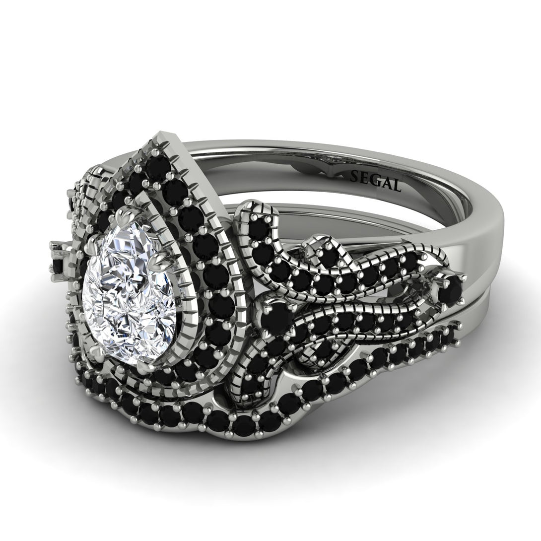Milgrain Pear Cut Diamond Bridal Set - Lisa No. 33