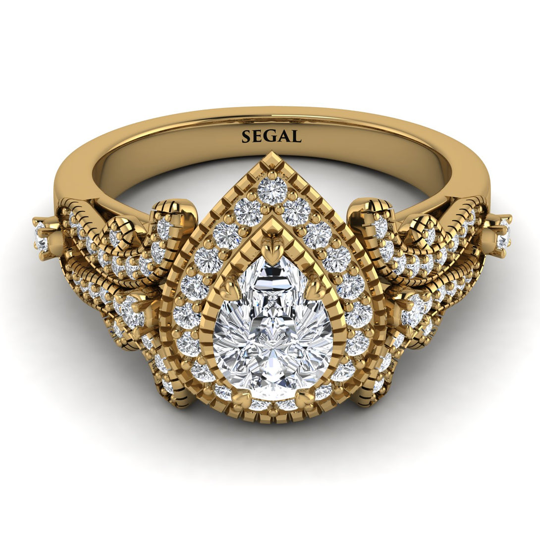 Milgrain Pear Cut Diamond Ring - Lisa No. 1