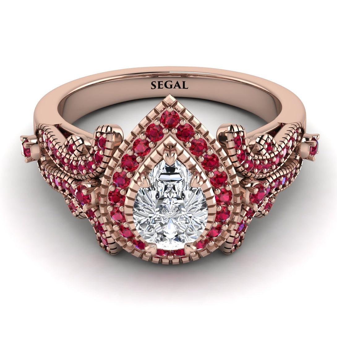 Milgrain Pear Cut Diamond Ring - Lisa No. 47