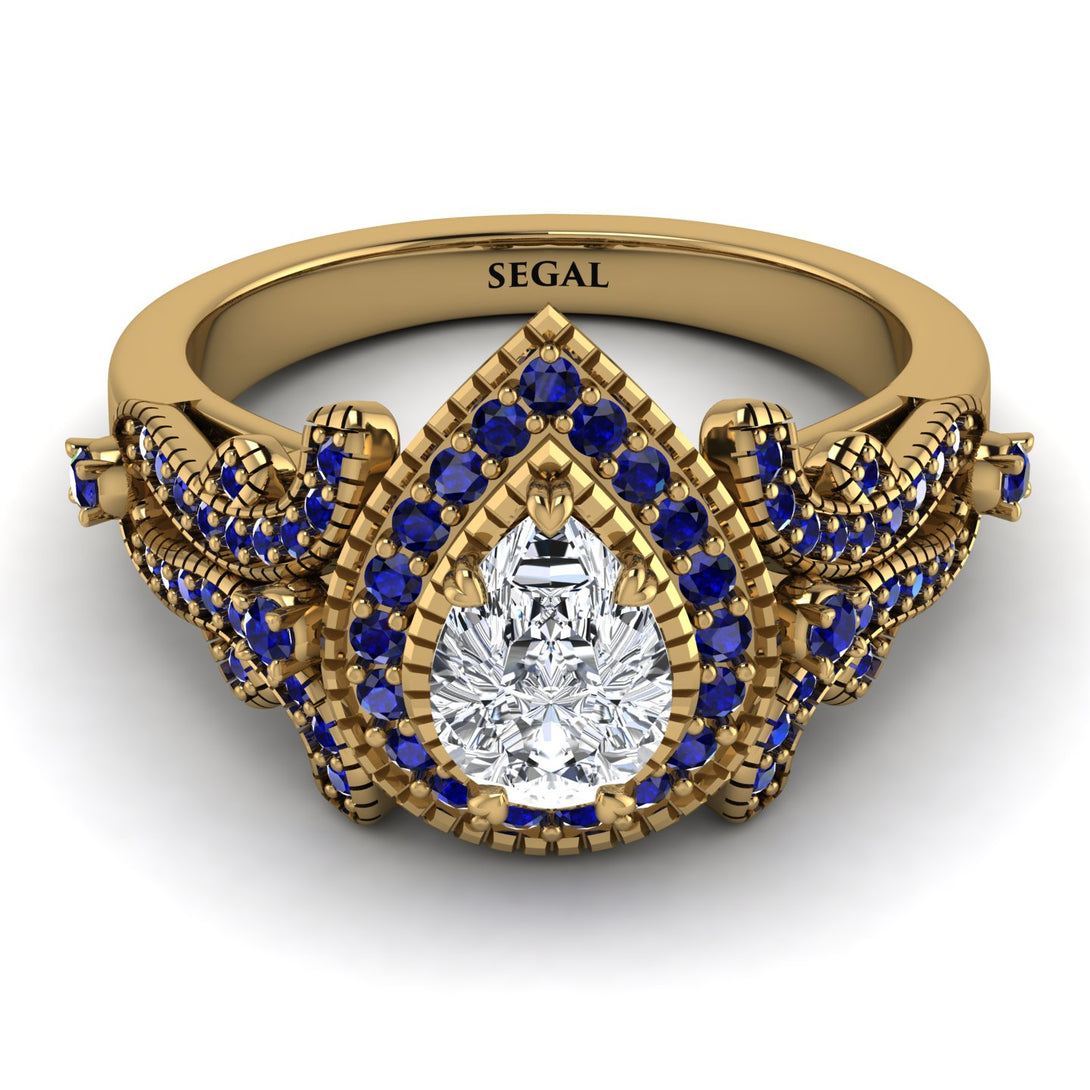 Milgrain Pear Cut Diamond Ring - Lisa No. 61
