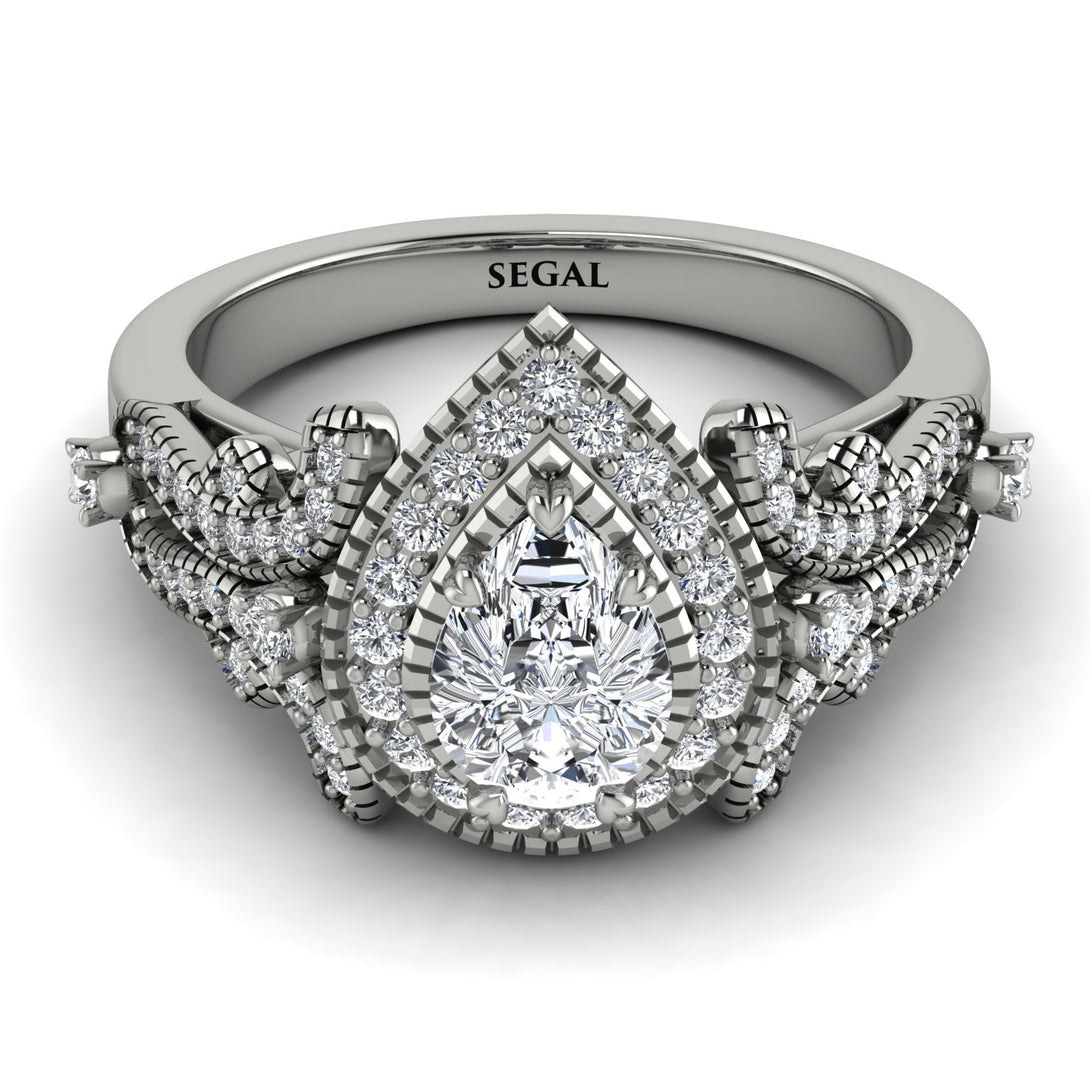 Milgrain Pear Cut Diamond Ring - Lisa No. 3