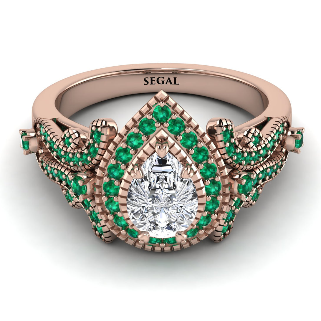 Milgrain Pear Cut Diamond Ring - Lisa No. 17