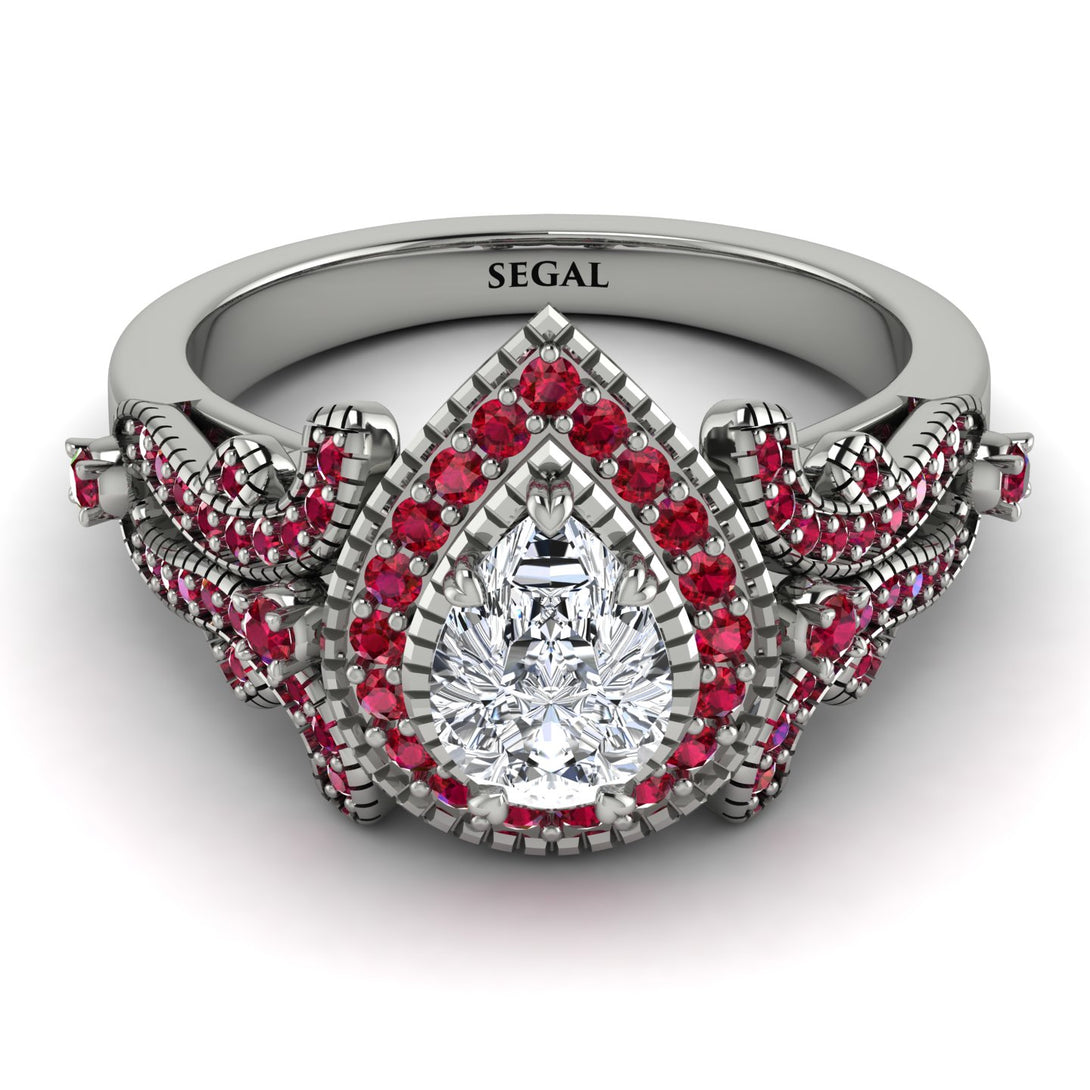 Milgrain Pear Cut Diamond Ring - Lisa No. 48