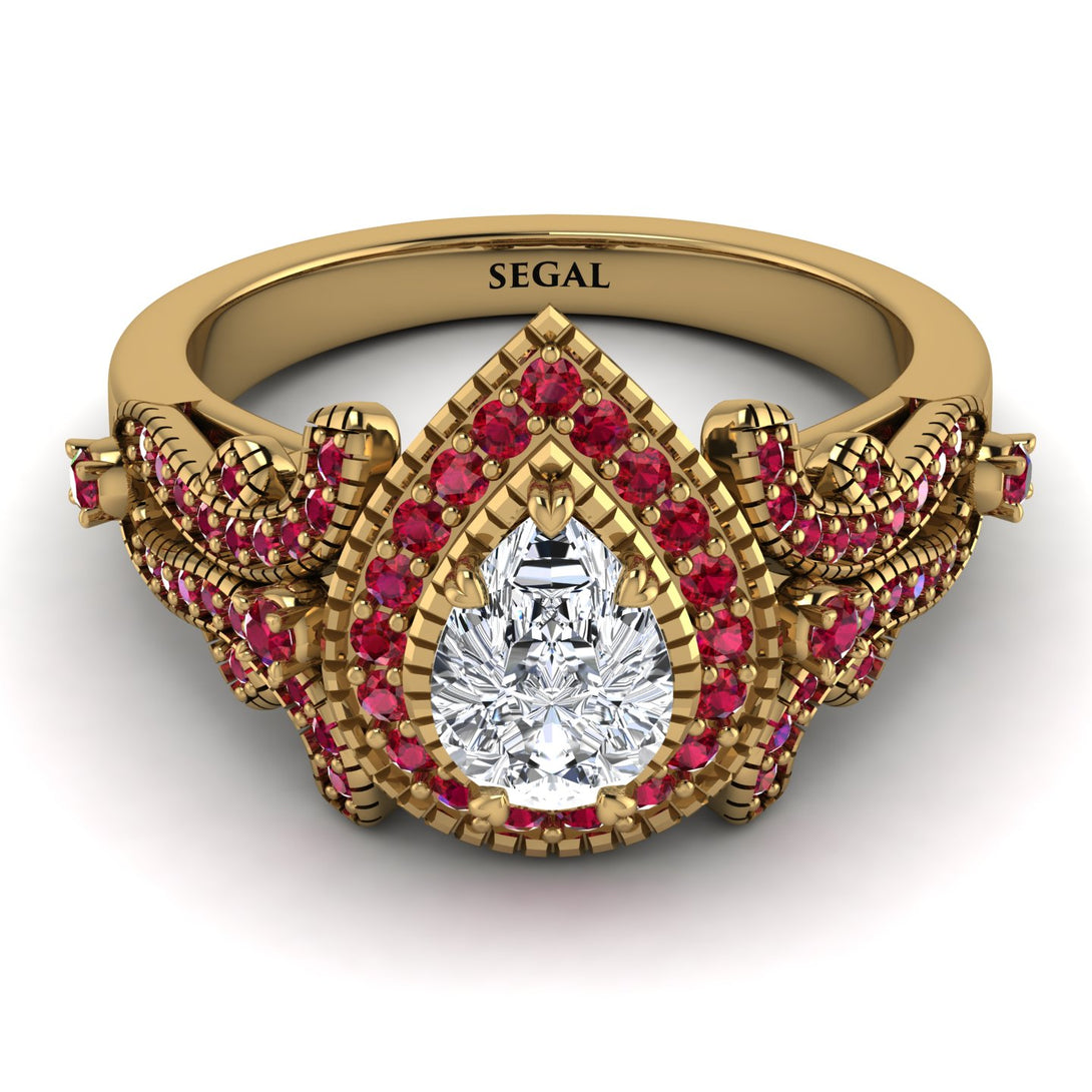 Milgrain Pear Cut Diamond Ring - Lisa No. 46