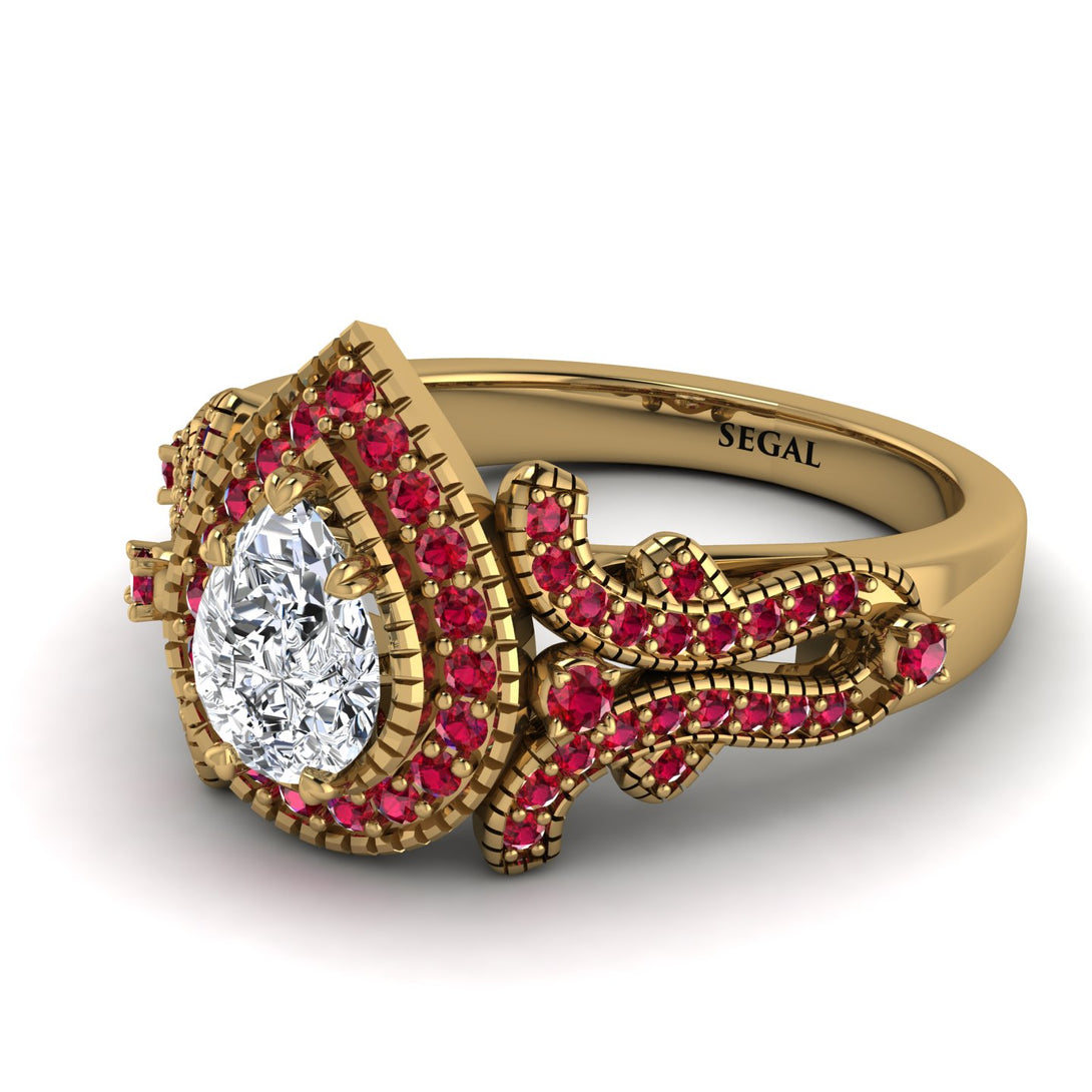 Milgrain Pear Cut Diamond Ring - Lisa No. 46