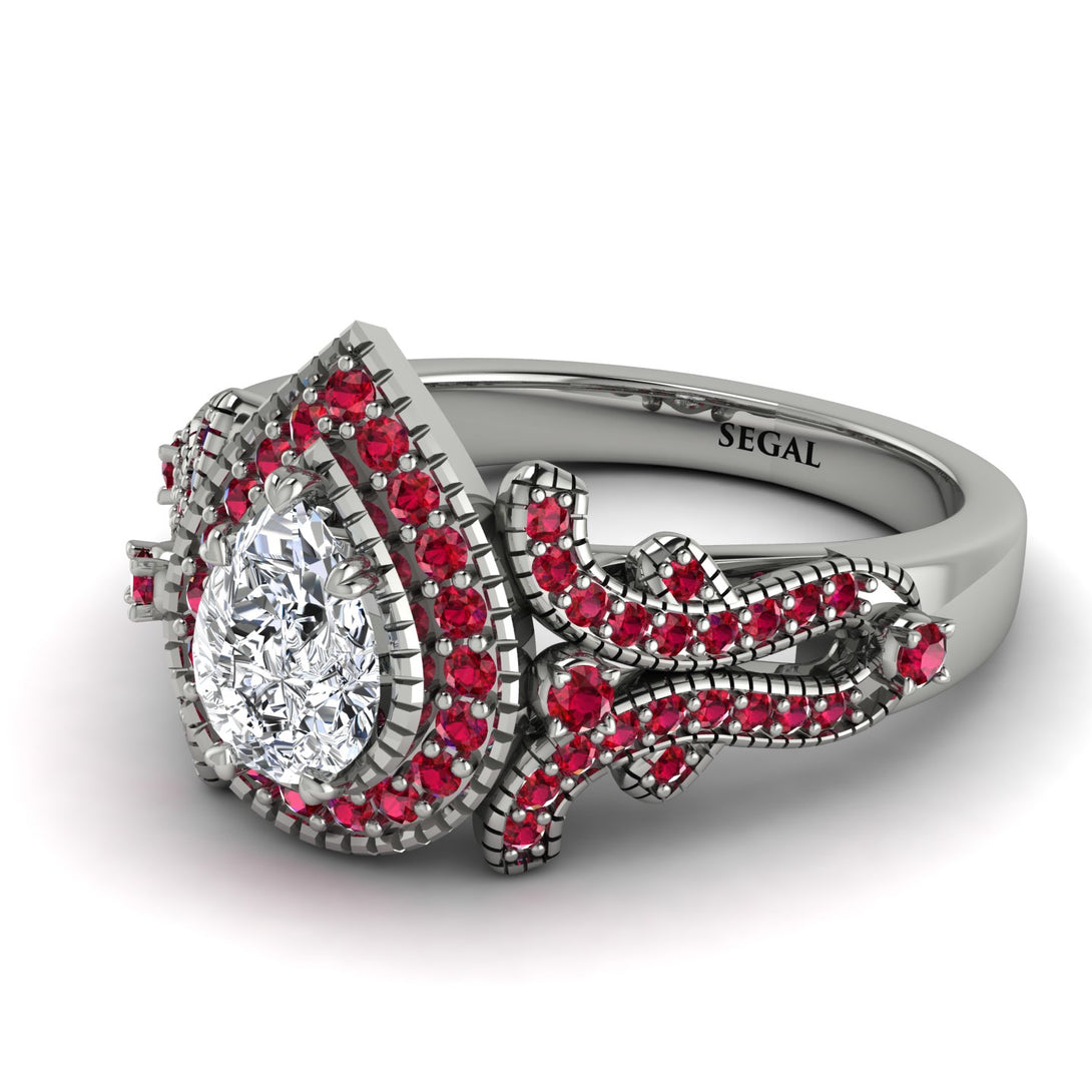 Milgrain Pear Cut Diamond Ring - Lisa No. 48