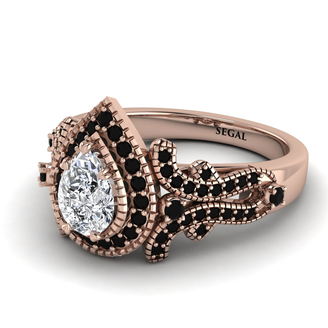 Milgrain Pear Cut Diamond Ring - Lisa No. 32