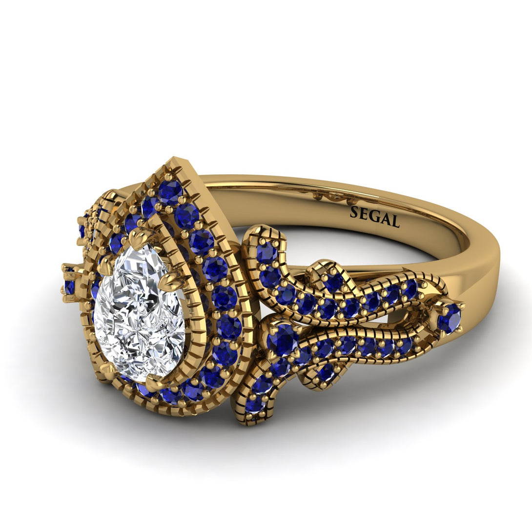 Milgrain Pear Cut Diamond Ring - Lisa No. 61
