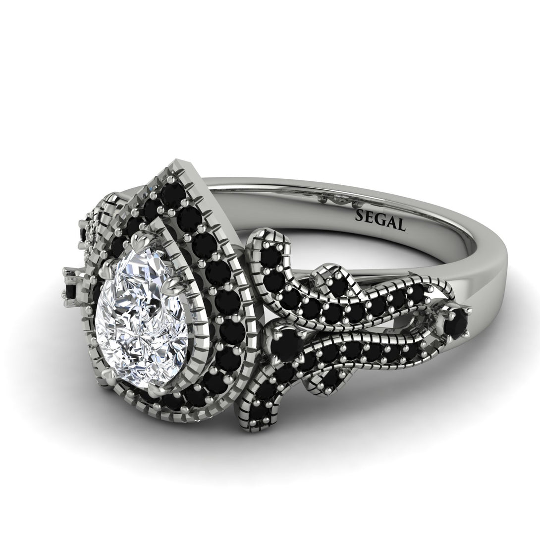 Milgrain Pear Cut Diamond Ring - Lisa No. 33