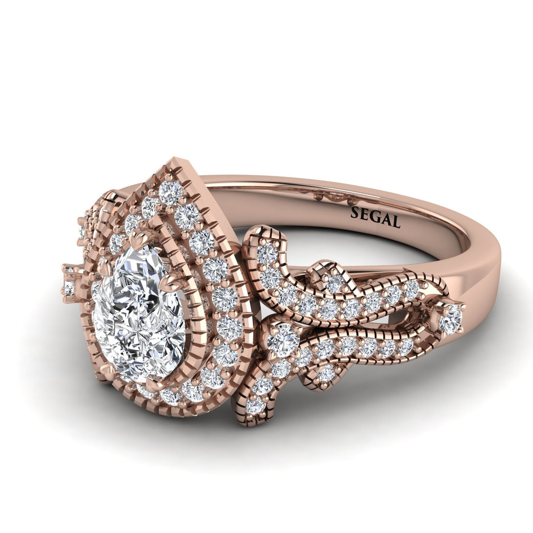Milgrain Pear Cut Diamond Ring - Lisa No. 2