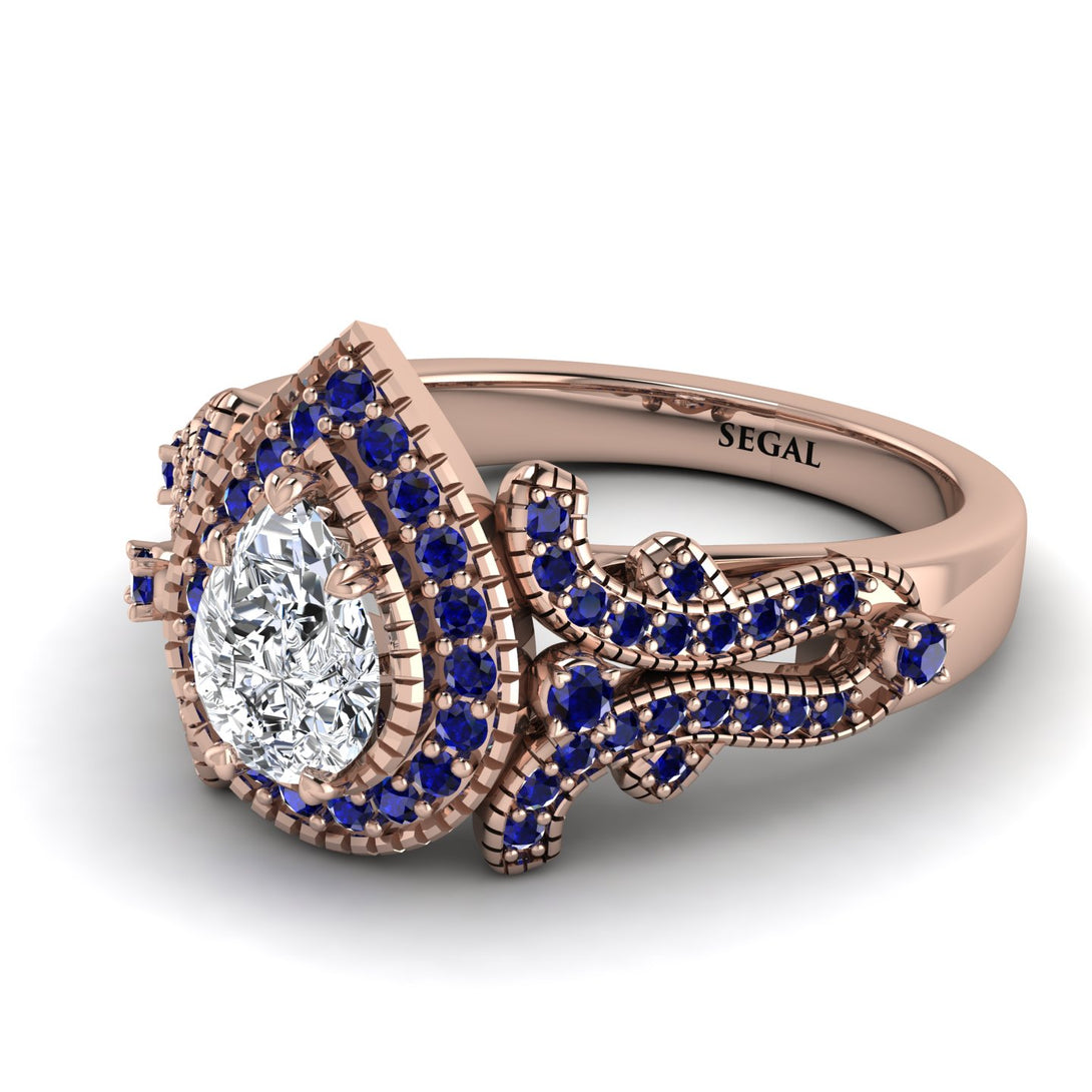 Milgrain Pear Cut Diamond Ring - Lisa No. 62