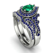 Milgrain Pear Cut Emerald Bridal Set - Lisa No. 66 image 1