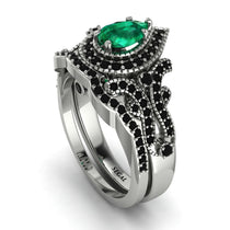 Milgrain Pear Cut Emerald Bridal Set - Lisa No. 36 image 1