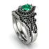 Milgrain Pear Cut Emerald Bridal Set - Lisa No. 36