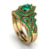 Milgrain Pear Cut Emerald Bridal Set - Lisa No. 19