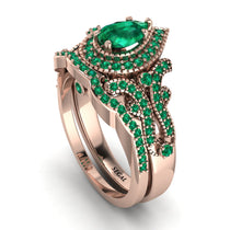 Milgrain Pear Cut Emerald Bridal Set - Lisa No. 20 image 1