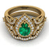 Milgrain Pear Cut Emerald Bridal Set - Lisa No. 4