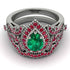 Milgrain Pear Cut Emerald Bridal Set - Lisa No. 51