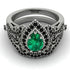 Milgrain Pear Cut Emerald Bridal Set - Lisa No. 36 image 2