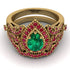 Milgrain Pear Cut Emerald Bridal Set - Lisa No. 49