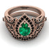 Milgrain Pear Cut Emerald Bridal Set - Lisa No. 35