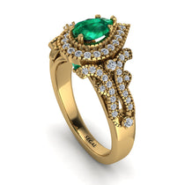 Milgrain Pear Cut Emerald Ring - Lisa No. 4 image 1