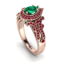 Milgrain Pear Cut Emerald Ring - Lisa No. 50 image 1