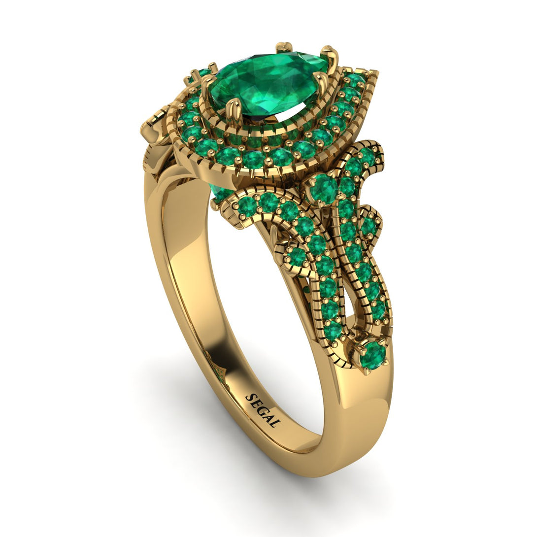 Milgrain Pear Cut Emerald Ring - Lisa No. 19
