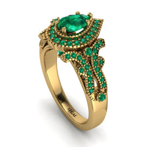 Milgrain Pear Cut Emerald Ring - Lisa No. 19 image 1