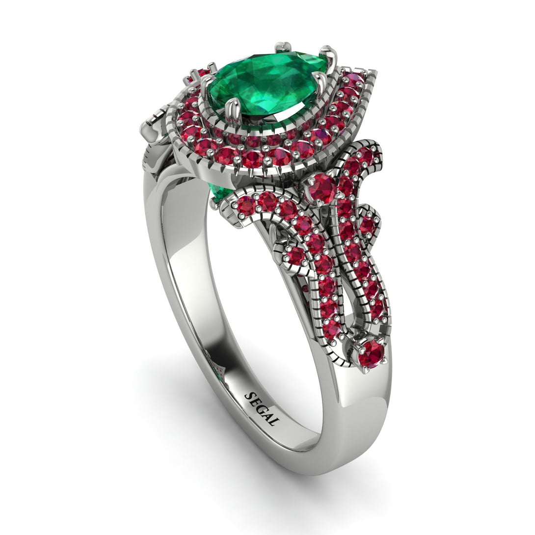 Milgrain Pear Cut Emerald Ring - Lisa No. 51