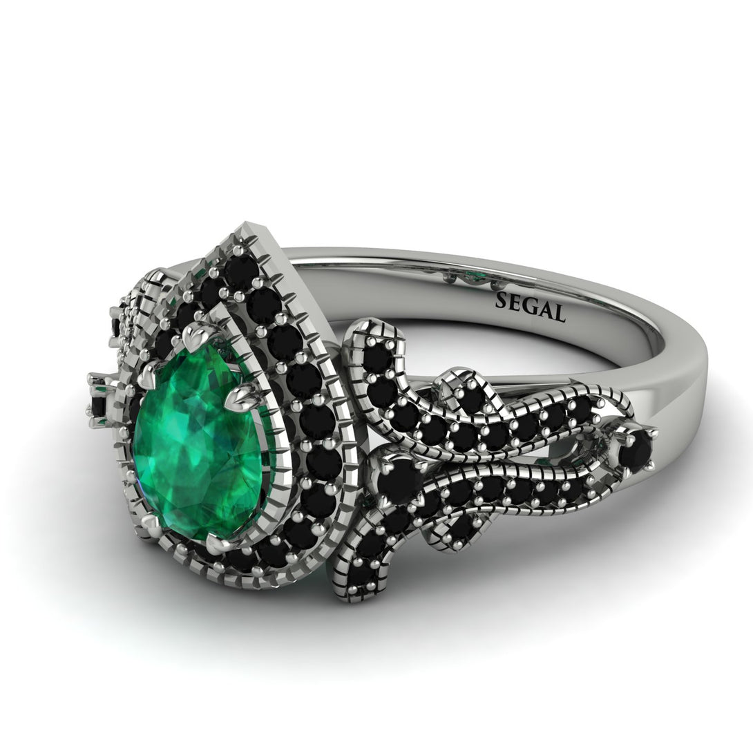 Milgrain Pear Cut Emerald Ring - Lisa No. 36